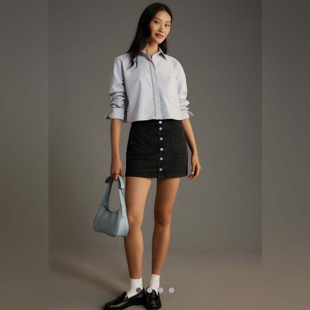 Anthropologie Pilcro Button Front Denim Mini Skirt